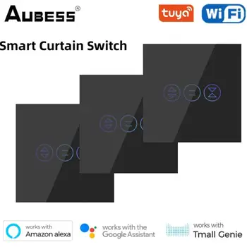 Tuya WiFi Smart Touch Переключатель Занавесок Умный Дом Синхронизация времени Панель из закаленного стекла Приложение Smart Life Дистанционное управление через Alexa Google Home