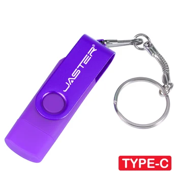 JASTER TYPE-C для мобильных телефонов USB 3.0 флэш-накопители Фиолетовый вращающийся флеш-накопитель Бесплатная цепочка для ключей Зеленый Черный Memory stick 64 ГБ 32 ГБ