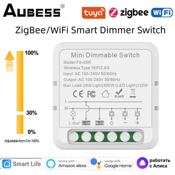 Tuya ZigBee WiFi Умный Диммер Модуль Выключателя Пульт Дистанционного Управления Работает с Alexa Alice Google Home Нужен Нейтральный Умный Дом