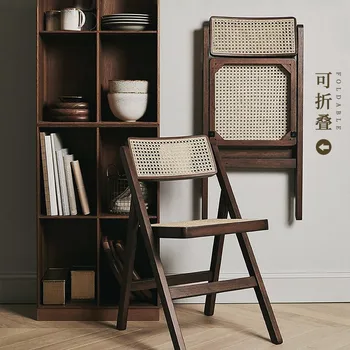 Изделие может быть изготовлено по индивидуальному заказу.Обеденный стул из ротанга, скандинавский семейный стул для гостиной, стул для работы и отдыха, японский стул для дома, твердый