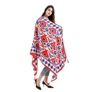 Тонкий шарф из хлопка и конопли, многофункциональный оригинальный летний солнцезащитный платок с рисунком Тотема в виде ромба