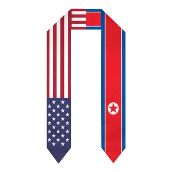 Выпускной Пояс Северная Корея и США, Палантин с Флагом Соединенных Штатов, Шали, Обертывания для выпускников, Подарки для Международной студенческой гордости