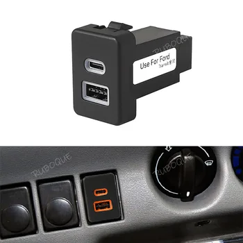 Гнездо автомобильного зарядного устройства 12V 24V Dual USB PD Type C Зарядная розетка Адаптер питания Телефон для Ford Transit