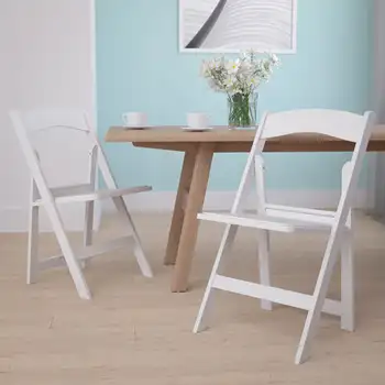 Складной стул Flash Furniture Hercules ™ - Белая смола - 2 упаковки По 1000 фунтов весом, удобное кресло для мероприятий - легкий вес