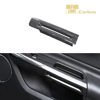Внутренняя отделка подлокотника двери из 100% углеродного волокна, крышка дверной ручки для Ford Mustang 2015-2017