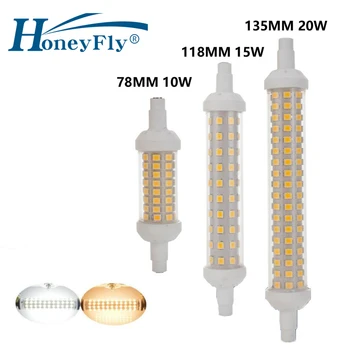 HoneyFly 5шт J135 J118 J78 Цветная Светодиодная Лампа Кукуруза 2835 10 Вт 15 Вт 20 Вт С Регулируемой Яркостью Керамическая Энергия AA + Двухсторонняя Нить Накаливания Прожектор