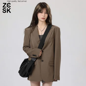 Осенний коричневый костюм, женская повседневная высококачественная Свободная кепка в корейском стиле цвета Хаки, плотная