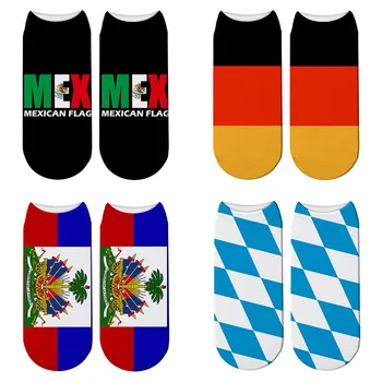 Мужские Носки с 3D принтом Национального флага, Женские Повседневные Хлопчатобумажные носки с Национальным Флагом в Полоску, модный повседневный носок с Флагом, Удобные