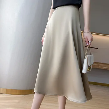 Шифоновая однотонная женская юбка 2023, летняя одежда, юбка-зонтик, юбка МИДИ с высокой талией, Темпераментная Юбка для Похудения