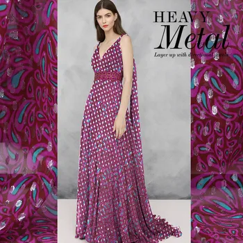 Очаровательная Модная Шелковая Жаккардовая ткань с металлическим люрексом, Пейсли розового цвета для женщин, весеннее платье-рубашка