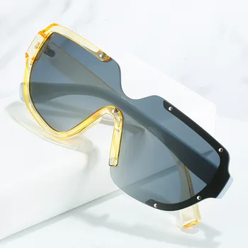 2022 Новые Негабаритные Двухцветные Солнцезащитные очки Унисекс Без Оправы, Роскошные Брендовые Женские Очки в Двухцветной Оправе UV400