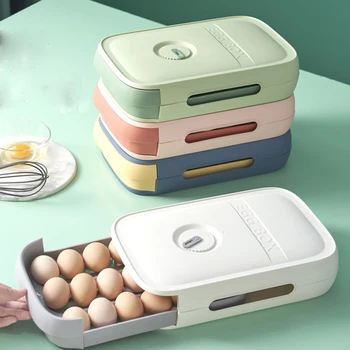 Органайзер для хранения яиц с выдвижным Дизайном Большой Емкости для Кухни и холодильника, Кухонный Органайзер для Яиц, Выдвижной Ящик, Лоток для яиц
