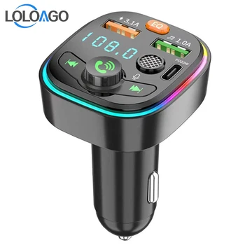 LOLOAGO FM-передатчик Аудиоприемник Автомобильный Bluetooth 5,0 Громкой Связи Coloful Light Type C PD 20 Вт 3.1A Быстрая Зарядка Автомобильного Mp3-Плеера