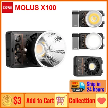 Zhiyun MOLUS X100 светодиодный светильник для видеосъемки, Заполняющий светильник для Фотостудии, Видео YouTube/Съемки на открытом воздухе