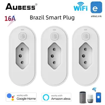 eWeLink WiFi Smart Plug 16A Smart Scene Timing Умный Дом Бразилия Электрическая розетка с монитором питания Через Alexa Google Home Alice