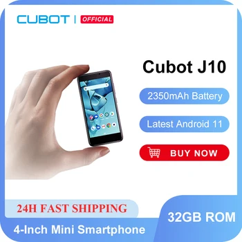 Смартфон Cubot 4-дюймовый мини-телефон-J10, 32 ГБ ПЗУ, 2350 мАч, 5-мегапиксельная камера заднего вида, Google Android 11, две SIM-карты, 3G Телефон, идентификатор лица