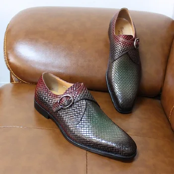 Новая кожаная обувь zapatos matrimonio hombre для мужчин, мужская обувь с монашеским ремешком