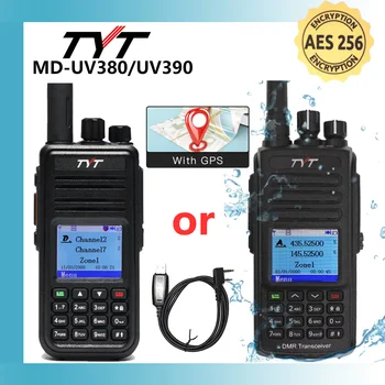 TYT Новое Шифрование AES256 MD-UV380/390 Цифровая Портативная рация VHF UHF Двухдиапазонная Водонепроницаемая Радиостанция GPS Ham Radio DMR Walkie Talkie