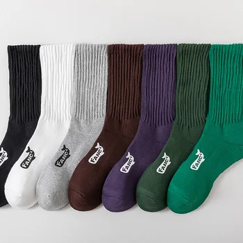 Мужские хлопчатобумажные носки, дышащие баскетбольные спортивные носки, Влагоотводящее полотенце, спортивные носки для бега Sox, однотонный рисунок с буквами