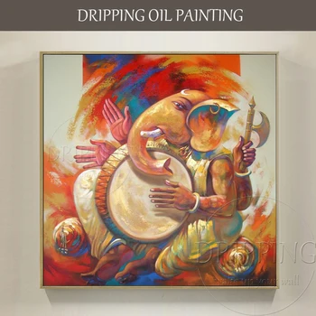 Профессиональный дизайн художника, ручная роспись, высококачественная абстрактная картина маслом Ганеши на холсте, Индийские боги, картина маслом Ганеши