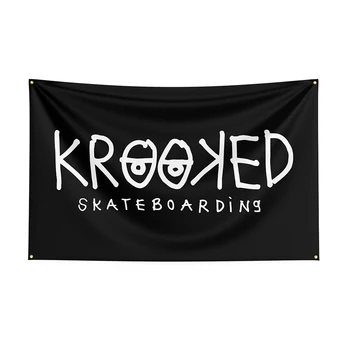 Флаг Krookeds Размером 3X5 футов, Баннер для скейтбордов с принтом из полиэстера для декора, декор флага, баннер для украшения флага, Баннер для флага