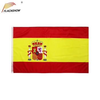 Flagnshow 3x5 футов Украшение баннера с флагом Испании Из полиэстера Без выцветания Национальный день Испанские флаги