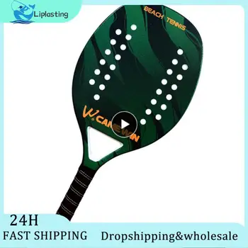 Прочная теннисная ракетка Для спорта на открытом воздухе, полностью из углеродного волокна, Пляжная ракетка, спортивный инвентарь, ракетка для фитнеса, зеленая/оранжевая С сумкой