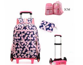 Детская тележка, багаж, сумки-рюкзаки для девочек, школьные сумки-тележки для детей, школьная сумка на колесиках, набор школьных рюкзаков на колесиках