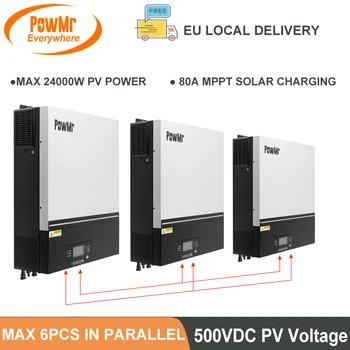 PowMr 3 Фазы 24000 Вт 230 В 48 В постоянного тока Макс PV 500 В постоянного тока с 80A MPPT Солнечным зарядным устройством Поддержка Литиевой BMS Встроенный WIFI Подходит Для бытовой Техники