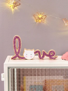 Аксессуары для украшения дома, Декоратор комнаты для девочек, буквы, фигурка кота в стиле постмодерн, украшения для юбилеев