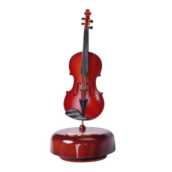 Музыкальная шкатулка для скрипки, Вращающееся музыкальное основание, Инструмент для классической музыки, подарок для мальчиков и девочек на День рождения, Рождество