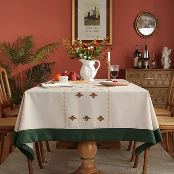Роскошная хлопчатобумажная льняная скатерть в американском стиле с мультяшным рисунком пчелы, прямоугольное покрытие журнального столика для обеденного стола в гостиной