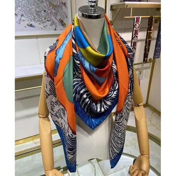 70% Кашемировый 30% Шелковый шарф Унисекс, мужской женский платок с геометрическим рисунком лошади 135*135 см