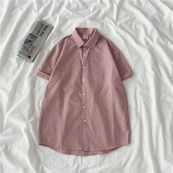 Sandro Rivers, новый стиль, однотонная рубашка с короткими рукавами, женская рубашка с темпераментом, модная свободная рубашка с отворотом на половину рукава, топ-тренд