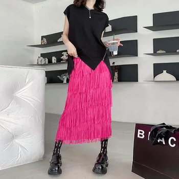 Свободные плиссированные юбки H-Line с кисточками, однотонный винтажный стильный выбор