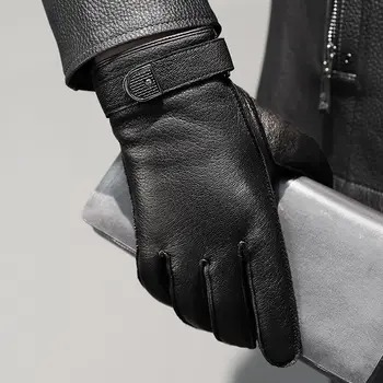 Супер Мягкие кожаные перчатки для мужчин, для вождения, для верховой езды, высококачественные перчатки из овчины, уличные мотоциклетные велосипедные перчатки, мужские варежки