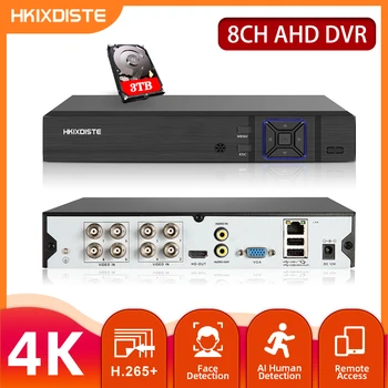 HKIXDISTE CCTV DVR Гибридный 4CH 8CH 4K 6 В 1 AHD CVI TVI CVBS 8MP Видеорегистратор безопасности NVR Для 8mp 5mp AHD камеры IP-камеры Аналоговой Камеры