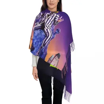Роскошный Шарф с кисточками Beetlejuice, женская зимняя теплая шаль, женские шарфы из фильма ужасов Тима Бертона