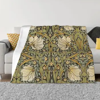 Одеяло William Morris с Пимпернелем, Теплый Флис, мягкая фланель, Цветочный текстильный узор, Покрывала для кровати, дивана, путешествий, осени