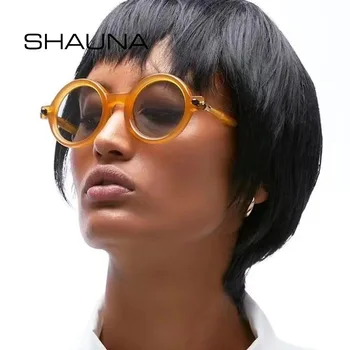 SHAUNA Fashion, двухцветные женские круглые солнцезащитные очки, ретро Мужские оправы для компьютерных очков с синим светом