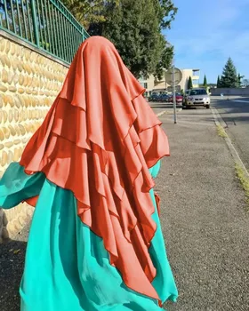 Мусульманский Трехслойный Хиджаб для женщин, однотонный шарф-подшлемник, Шарф-тюрбан, Шапка, Исламские Мусульманские Хиджабы, Готовый головной убор