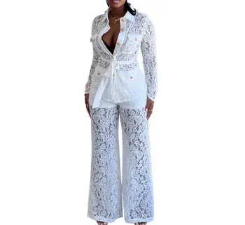 Весенние модные Элегантные комплекты брюк 2023 года для женщин, поло с отложным воротником и крючками, Брюки с длинным рукавом, Комплект из двух предметов, Уличная одежда