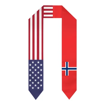Выпускной пояс Норвегия и США Палантин с флагом Соединенных Штатов, Шали, обертывания для выпускников, подарки для международной студенческой гордости Scraf