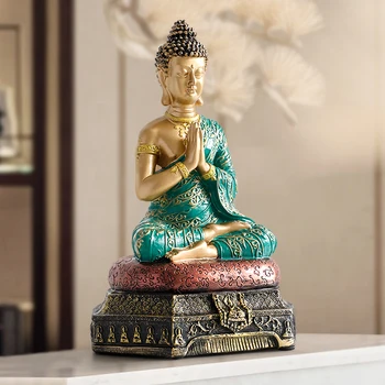 Статуя Будды из смолы, Скульптура, Украшение для Садового стола в Таиланде, Фэншуй, Индуистские Фигурки для Сидения, Аксессуары для домашнего декора