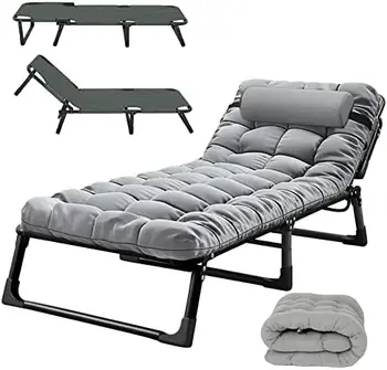Складная походная кроватка, Регулируемые 4-позиционные кресла для взрослых с откидывающимся верхом и матрасом, Раскладное кресло для отдыха на открытом воздухе, спальные кроватки-кровати