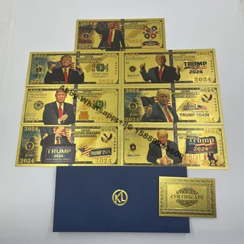7 типов поздравительных открыток Trump 2024 In God we trust Пластиковая банкнота из золотой фольги доллары США золотые членские карточки президента trb
