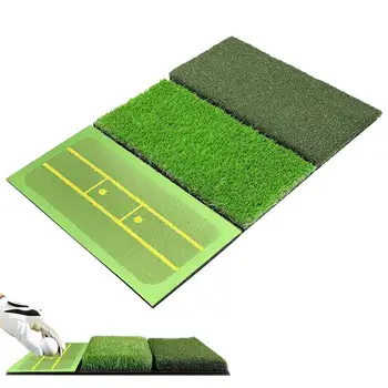 Травяной коврик для занятий гольфом 3 В 1 Средство для обнаружения гольфа Для клубных занятий Тренировочный коврик для занятий гольфом с 3 ударными поверхностями &