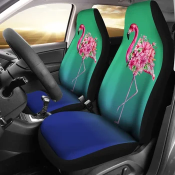 Чехлы для автомобильных сидений с цветочным рисунком розовых фламинго 210502, комплект из 2 универсальных защитных чехлов для передних сидений