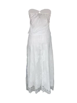 Y2K, женская летняя одежда из двух предметов, Кружевной цветочный галстук, Бандо без бретелек спереди и облегающая юбка Макси
