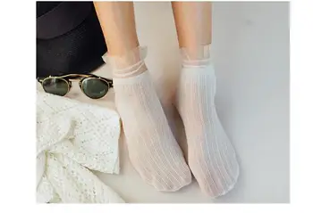 100 пар/лот FedEx fast женские модные кружевные стеклянные носки женские ультратонкие прозрачные хрустальные кружевные однотонные носки